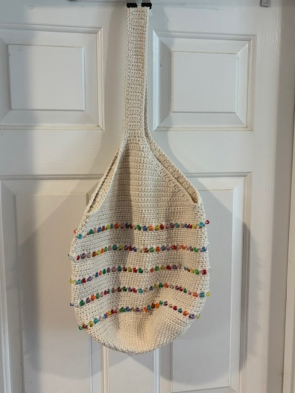 Hand Made Crochet Bag w/ multi colored beads